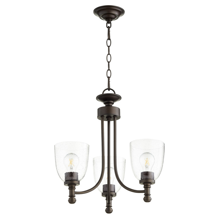 Quorum - 6122-3-286 - Three Light Chandelier - Rossington - Oiled Bronze w/ Clear/Seeded