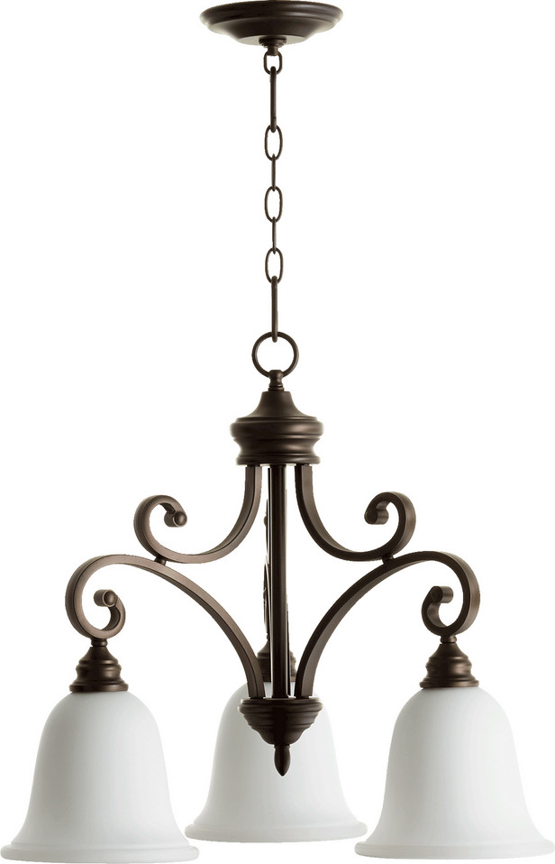 Quorum - 6354-3-186 - Three Light Chandelier - Bryant - Oiled Bronze|Satin Opal