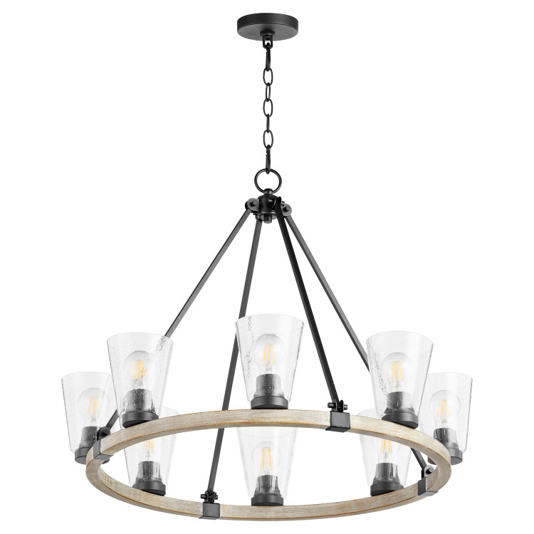 Quorum - 63-8-6941 - Eight Light Chandelier - Paxton - Textured Black|Weathered Oak Finish