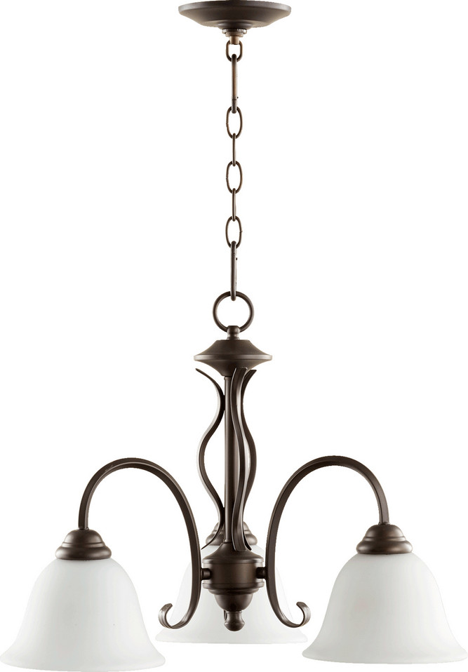 Quorum - 6410-3-186 - Three Light Chandelier - Spencer - Oiled Bronze|Satin Opal