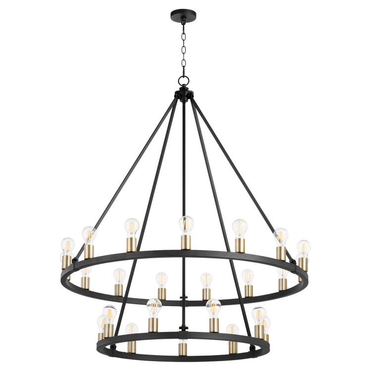 Quorum - 64-24-6980 - 24 Light Chandelier - Paxton - Textured Black|Aged Brass