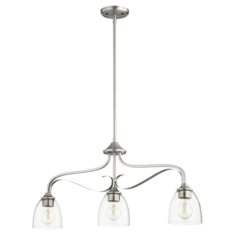 Quorum - 6627-3-265 - Three Light Island Pendant - Jardin - Satin Nickel|Clear Seeded