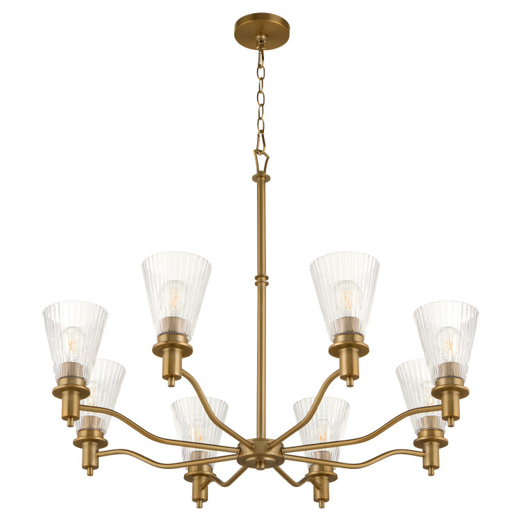 Quorum - 6803-8-47 - Eight Light Chandelier - Lawton - Brushed Brass Quorum - 6803-8-47 - Eight Light Chandelier - Lawton - Brushed Brass