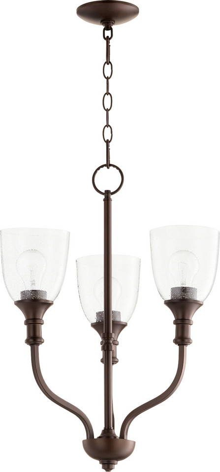 Quorum - 6811-3-186 - Three Light Chandelier - Richmond - Oiled Bronze W/ Clear/Seeded