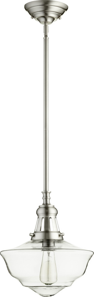 Quorum - 801-12-65 - One Light Pendant - Schoolhouse Pendants - Satin Nickel|Clear