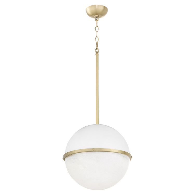 Quorum - 82-14-0880 - One Light Pendant - Studio White w/ Aged Brass Quorum - 82-14-0880 - One Light Pendant - Studio White w/ Aged Brass