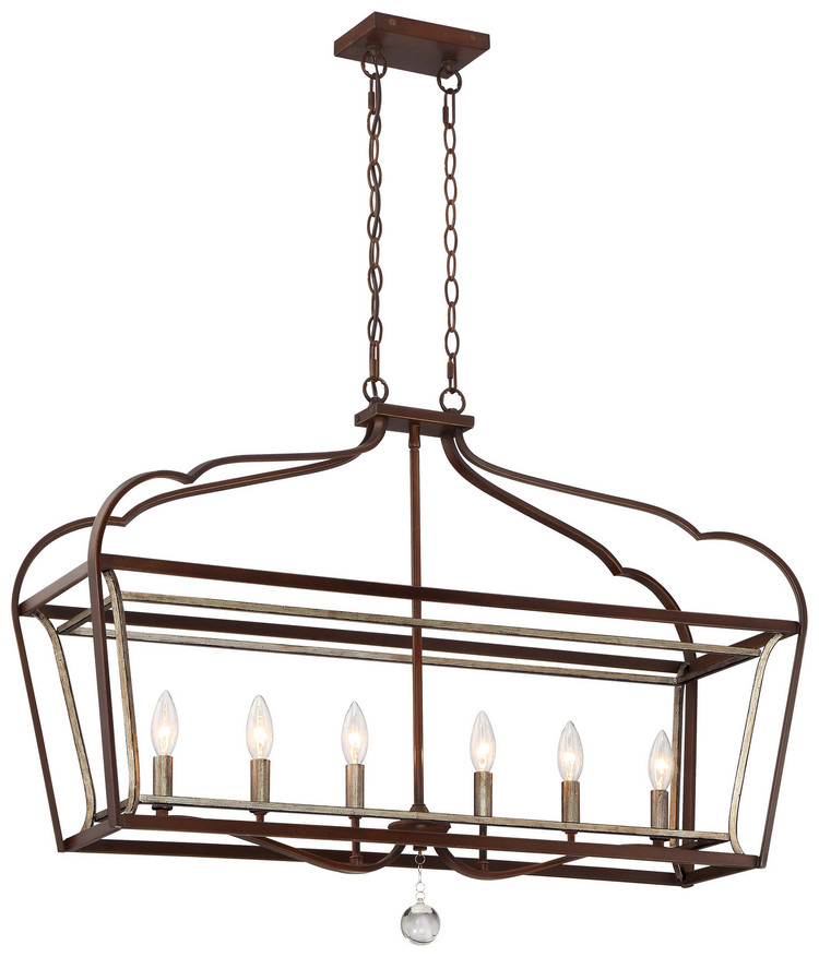 Minka-Lavery - 4346-593 - Six Light Island Pendant - Astrapia - Dark Rubbed Sienna w/Aged Silver