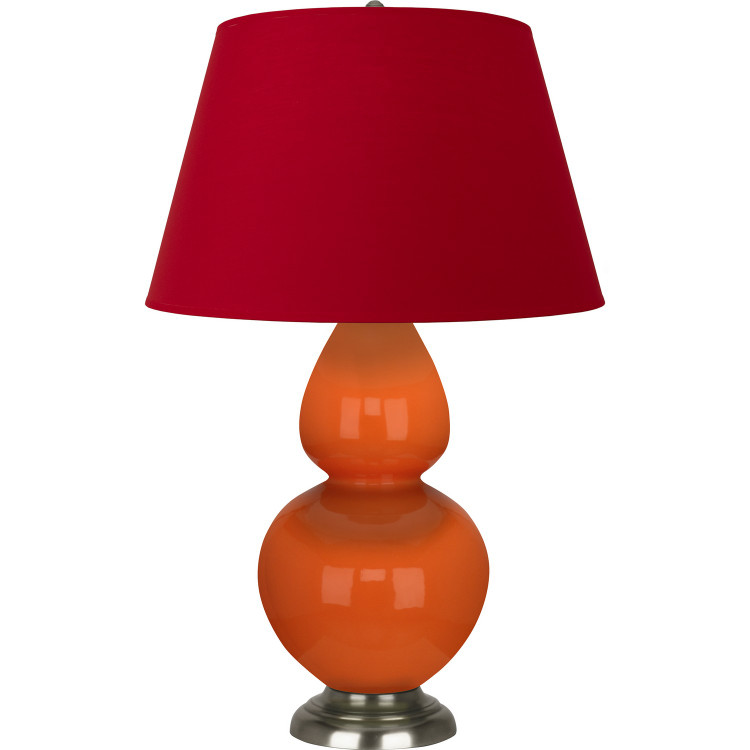 Robert Abbey - 1675R - One Light Table Lamp - Double Gourd - Pumpkin Glazed Ceramic w/Antique Silvered