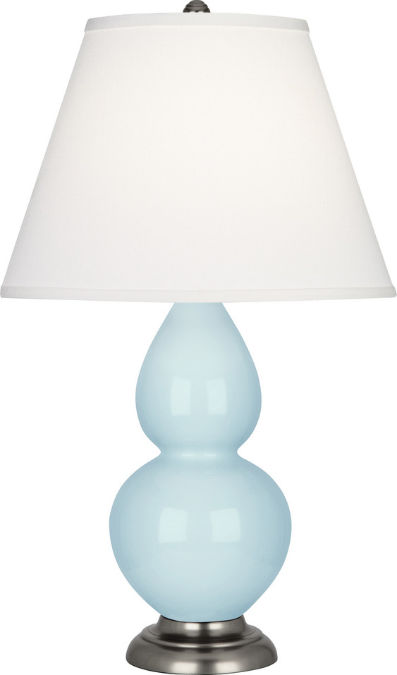Robert Abbey - 1696X - One Light Accent Lamp - Small Double Gourd - Baby Blue Glazed Ceramic w/Antique Silvered