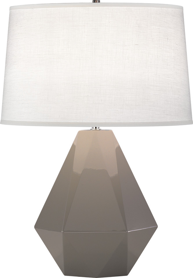 Robert Abbey - 942 - One Light Table Lamp - Delta - Smokey Taupe Glazed Ceramic w/Polished Nickel