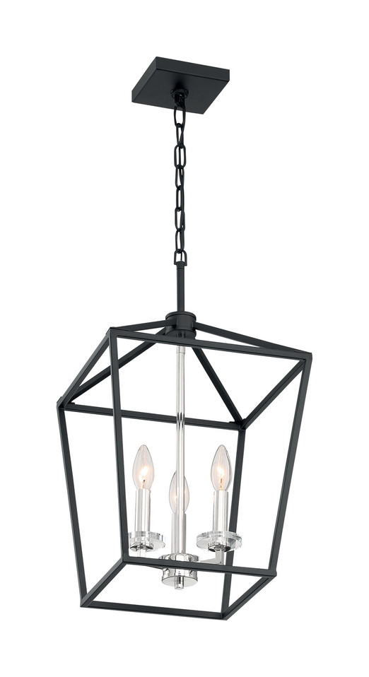 Nuvo Lighting - 60-7145 - Three Light Pendant - Storyteller - Matte Black / Polished Nickel Accents