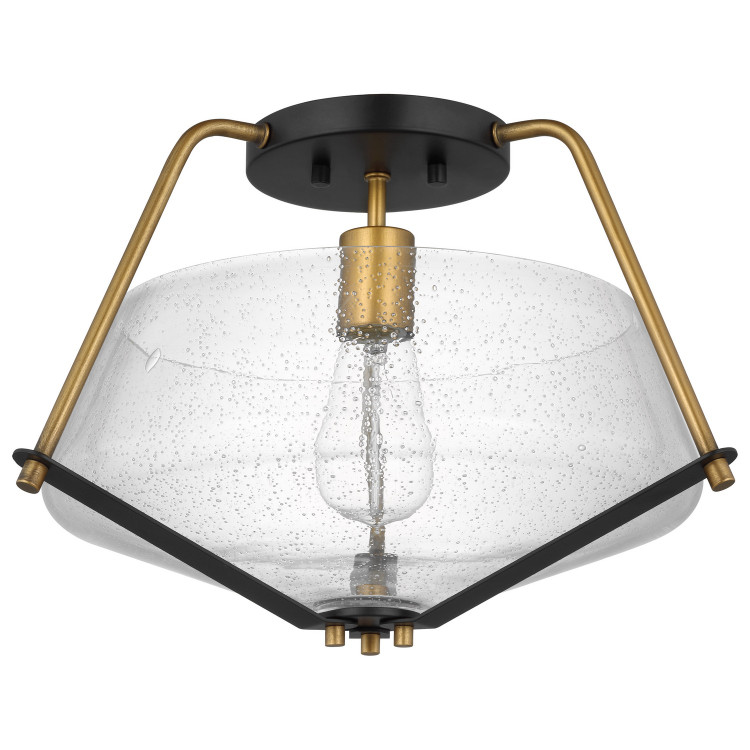Nuvo Lighting - 60-7683 - One Light Semi Flush Mount - Starlight - Matte Black / Natural Brass