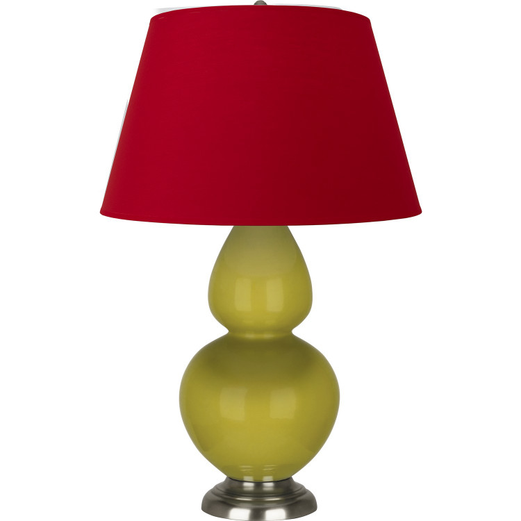 Robert Abbey - CI22R - One Light Table Lamp - Double Gourd - Citron Glazed Ceramic w/Antique Silvered