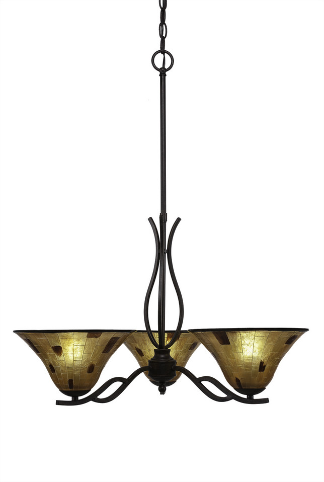 Toltec Lighting - 243-DG-703 - Three Light Chandelier - Revo - Dark Granite