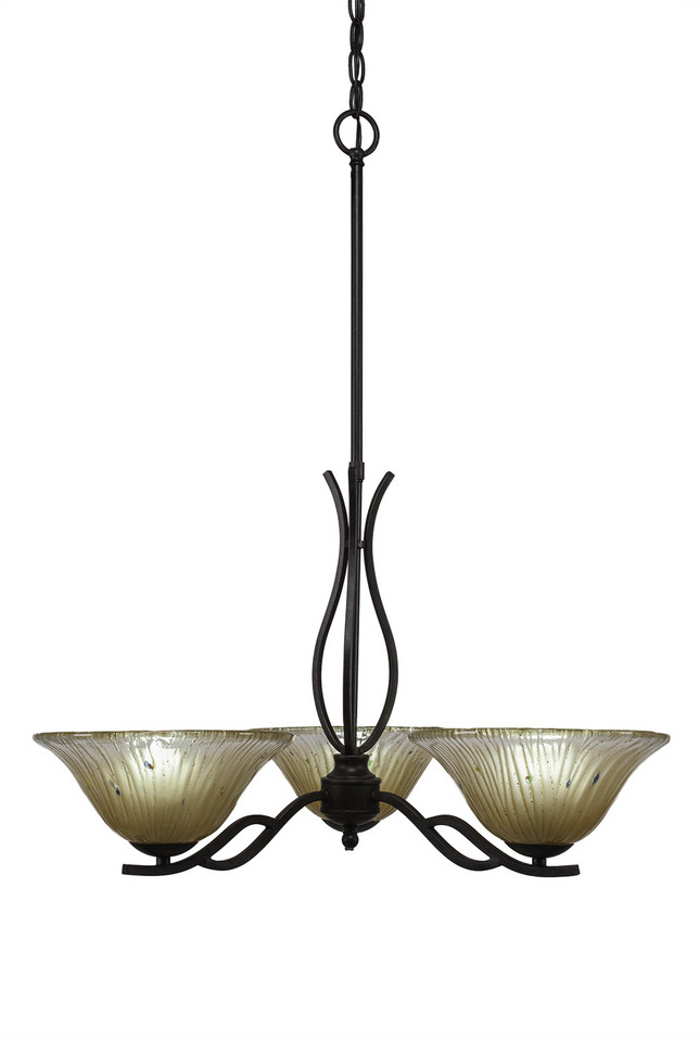 Toltec Lighting - 243-DG-730 - Three Light Chandelier - Revo - Dark Granite