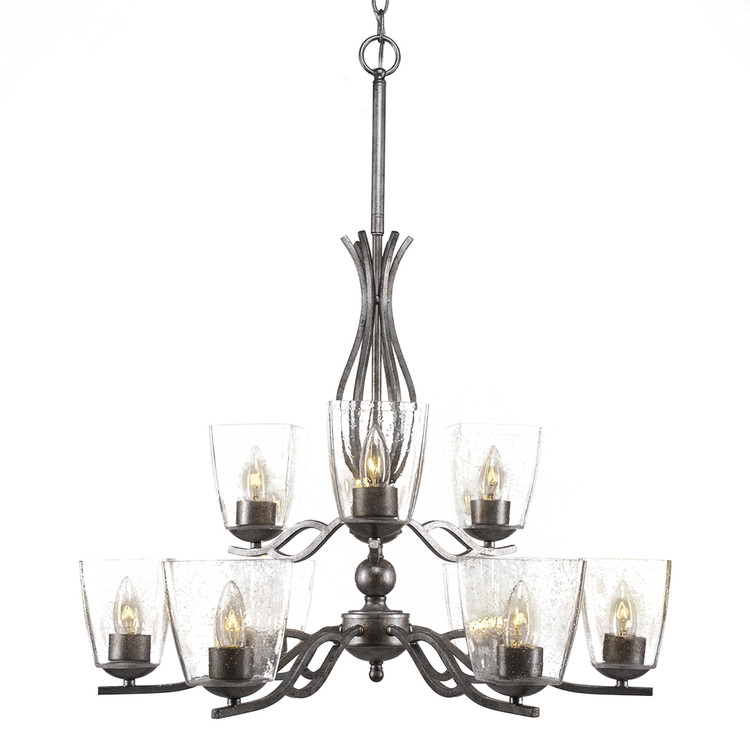 Toltec Lighting - 249-AS-461 - Nine Light Chandelier - Revo - Aged Silver
