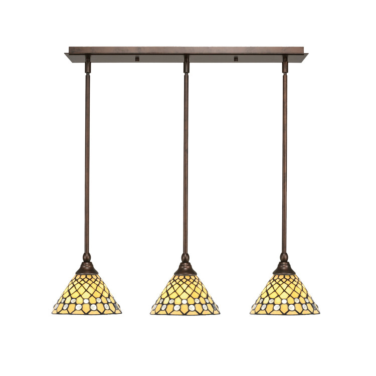 Toltec Lighting - 25-BRZ-9415 - Three Light Linear Pendalier - Stem - Bronze