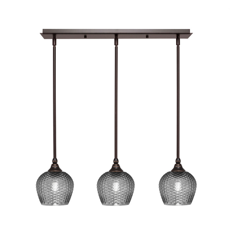 Toltec Lighting - 25-DG-4602 - Three Light Linear Pendalier - Stem - Dark Granite