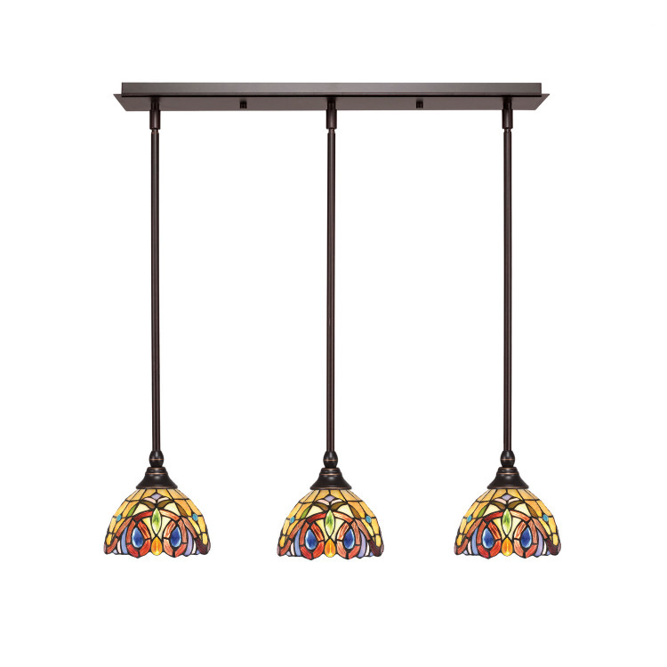 Toltec Lighting - 25-DG-9445 - Three Light Linear Pendalier - Stem - Dark Granite
