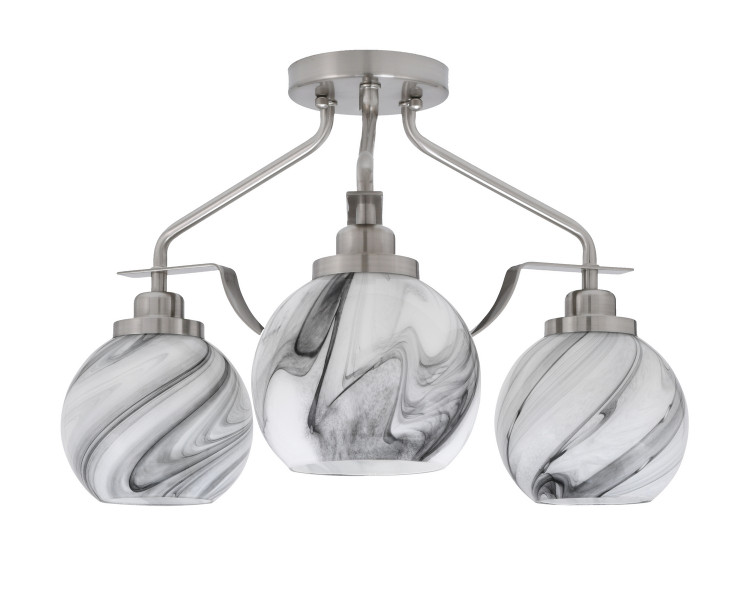 Toltec Lighting - 2607-BN-4109 - Three Light Semi-Flush Mount - Odyssey - Brushed Nickel