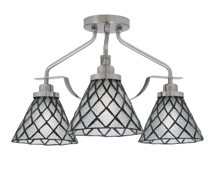 Toltec Lighting - 2607-BN-9185 - Three Light Semi-Flush Mount - Odyssey - Brushed Nickel