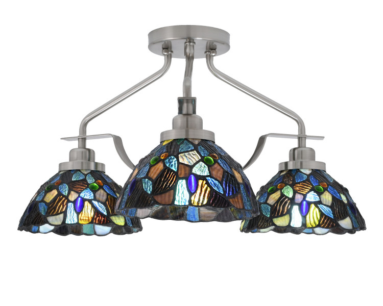 Toltec Lighting - 2607-BN-9955 - Three Light Semi-Flush Mount - Odyssey - Brushed Nickel