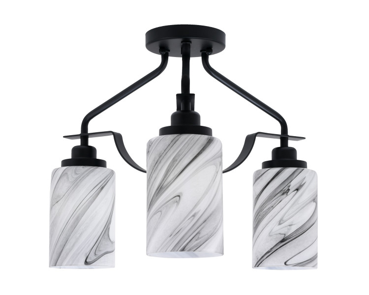 Toltec Lighting - 2607-MB-3009 - Three Light Semi-Flush Mount - Odyssey - Matte Black