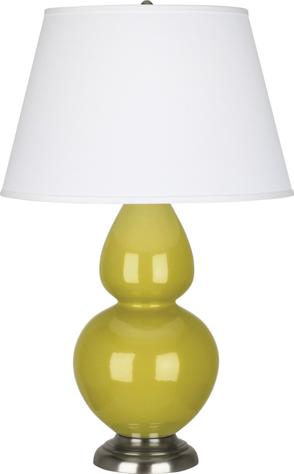 Robert Abbey - CI22X - One Light Table Lamp - Double Gourd - Citron Glazed Ceramic w/Antique Silvered