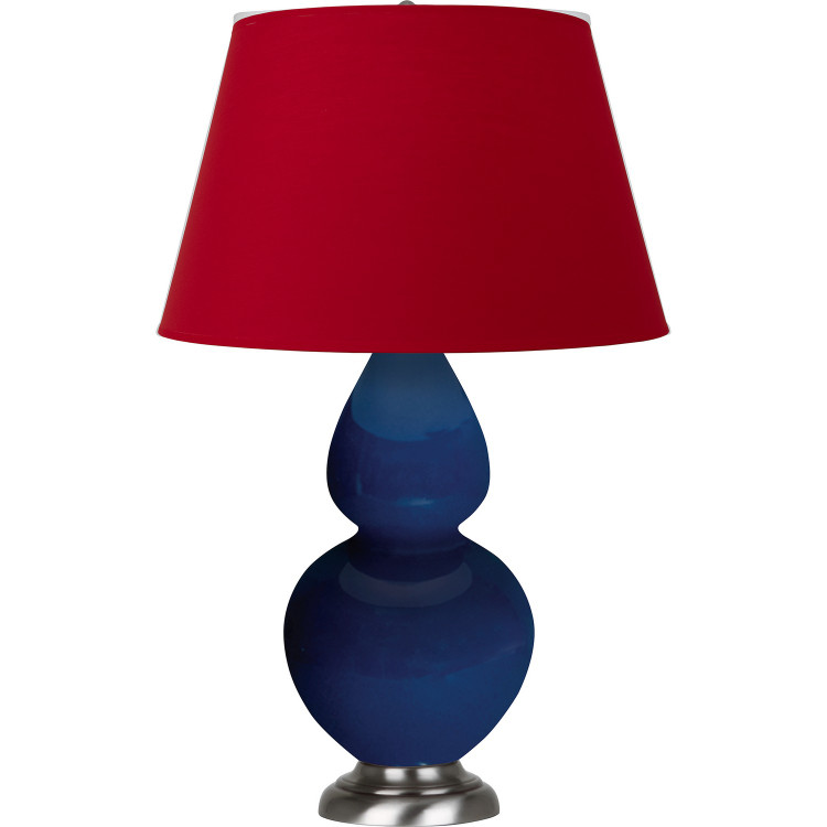 Robert Abbey - CT22R - One Light Table Lamp - Double Gourd - Cobalt Glazed Ceramic w/Antique Silvered