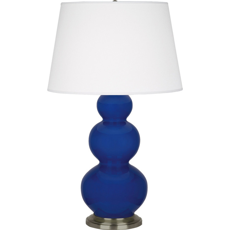 Robert Abbey - CT42X - One Light Table Lamp - Triple Gourd - Cobalt Glazed Ceramic w/Antique Silver