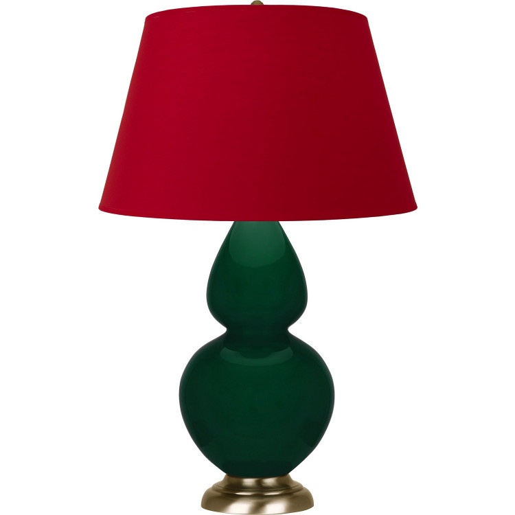 Robert Abbey - JU20R - One Light Table Lamp - Double Gourd - Jungle Glazed Ceramic w/Antique Natural Brass