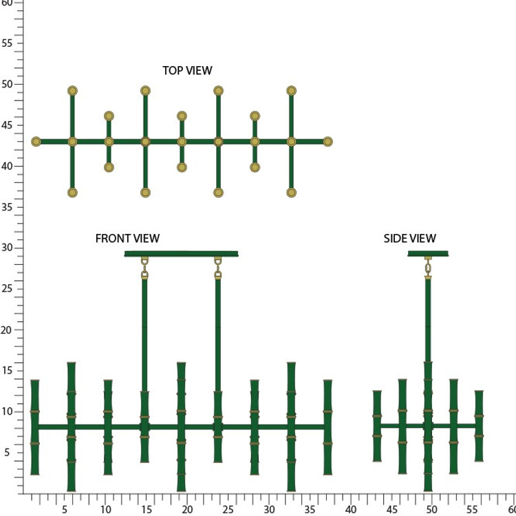 Robert Abbey - JU77 - 42 Light Pendant - Kane - Jungle w/Modern Brass