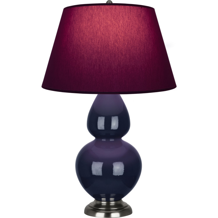 Robert Abbey - MB22P - One Light Table Lamp - Double Gourd - Midnight Blue Glazed Ceramic w/Antique Silvered