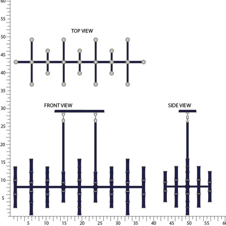 Robert Abbey - MB78 - 42 Light Pendant - Kane - Midnight Blue w/Polished Nickel