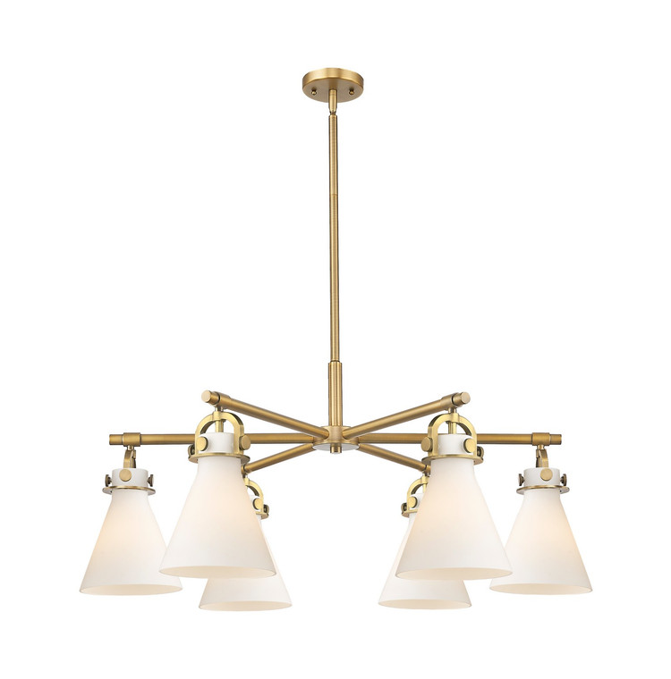 Innovations - 410-6CR-BB-G411-7WH - Six Light Chandelier - Downtown Urban - Brushed Brass