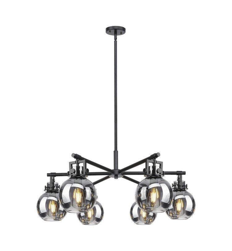 Innovations - 411-6CR-BK-G410-7SM - Six Light Chandelier - Downtown Urban - Matte Black