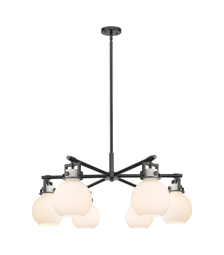 Innovations - 411-6CR-BK-G410-7WH - Six Light Chandelier - Downtown Urban - Matte Black