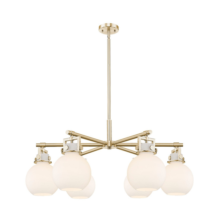 Innovations - 411-6CR-CB-G410-7WH - Six Light Chandelier - Downtown Urban - Champagne Bronze