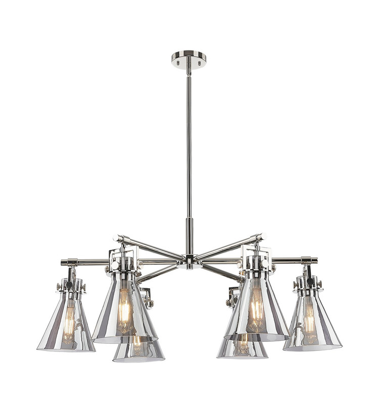 Innovations - 411-6CR-PN-G411-7SM - Six Light Chandelier - Downtown Urban - Polished Nickel