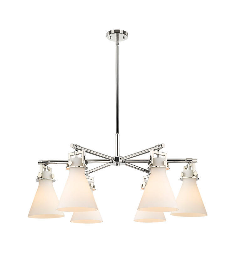 Innovations - 411-6CR-PN-G411-7WH - Six Light Chandelier - Downtown Urban - Polished Nickel