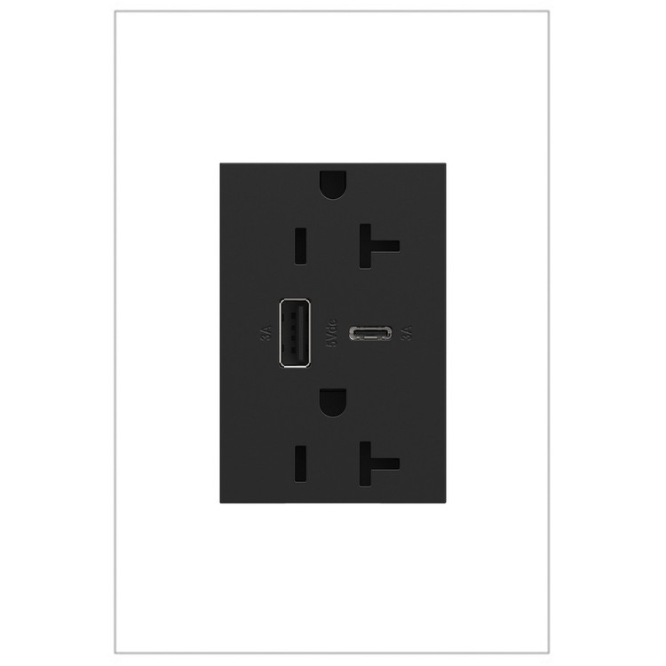 Legrand - ARTRUSB206ACG4 - Tamper-Resistant Ultra-Fast USB Type-A/C Outlet - Adorne - Graphite