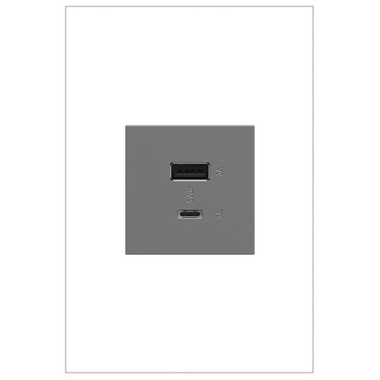 Legrand - ARUSB2AC6M4 - Ultra-Fast USB Type-A/C Outlet Module - adorne - Magnesium