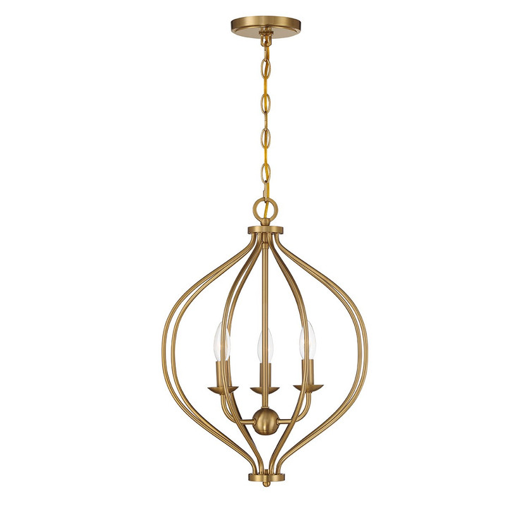 Lighting One E - V6-L7-1297-3-322 - Three Light Pendant - Orchid - Warm Brass