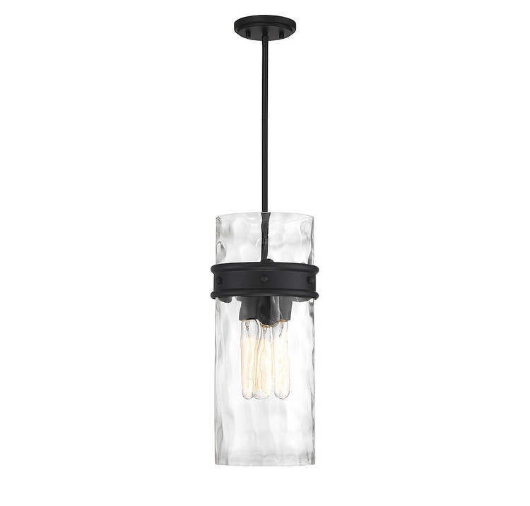 Lighting One E - V6-L7-3704-3-89 - Three Light Pendant - Ashton - Matte Black
