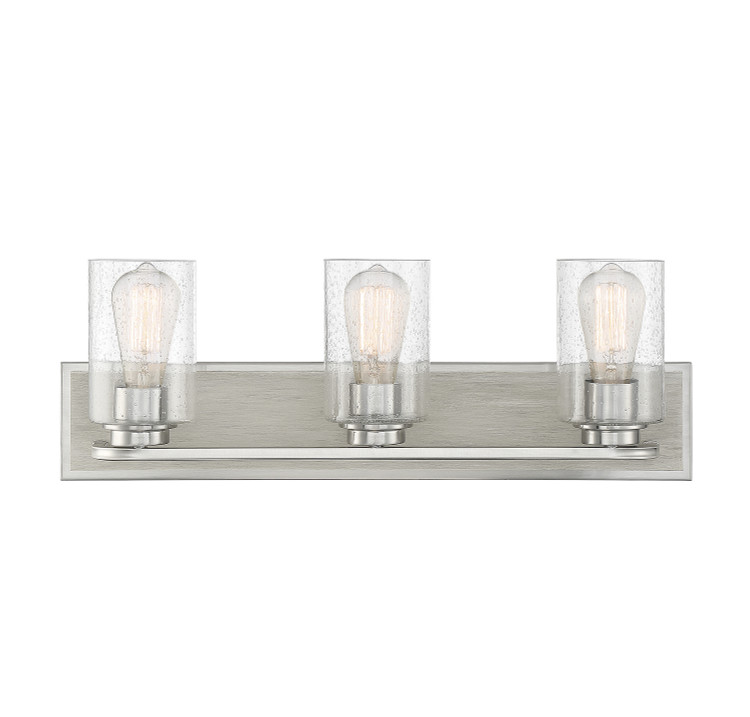 Lighting One E - V6-L8-7609-3-165 - Three Light Bathroom Vanity - Sheppard - Satin Nickel W/ Greywood