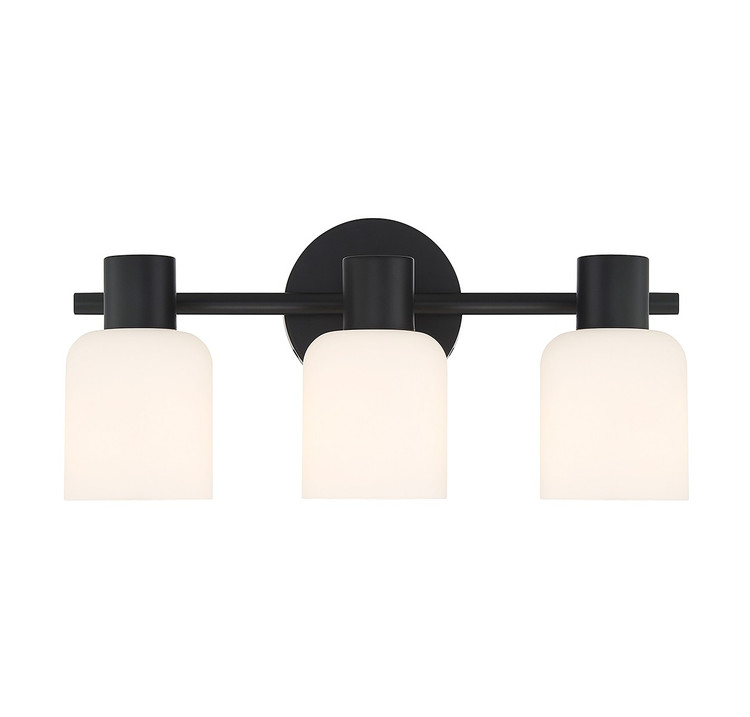 Lighting One E - V6-L8-9022-3-BK - Three Light Bathroom Vanity - Strand - Matte Black