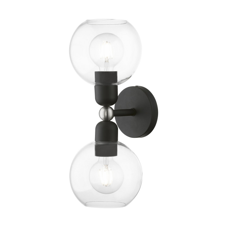 Livex Lighting - 16972-04 - Two Light Vanity Sconce - Downtown - Black w/Brushed Nickel Livex Lighting - 16972-04 - Two Light Vanity Sconce - Downtown - Black w/Brushed Nickel