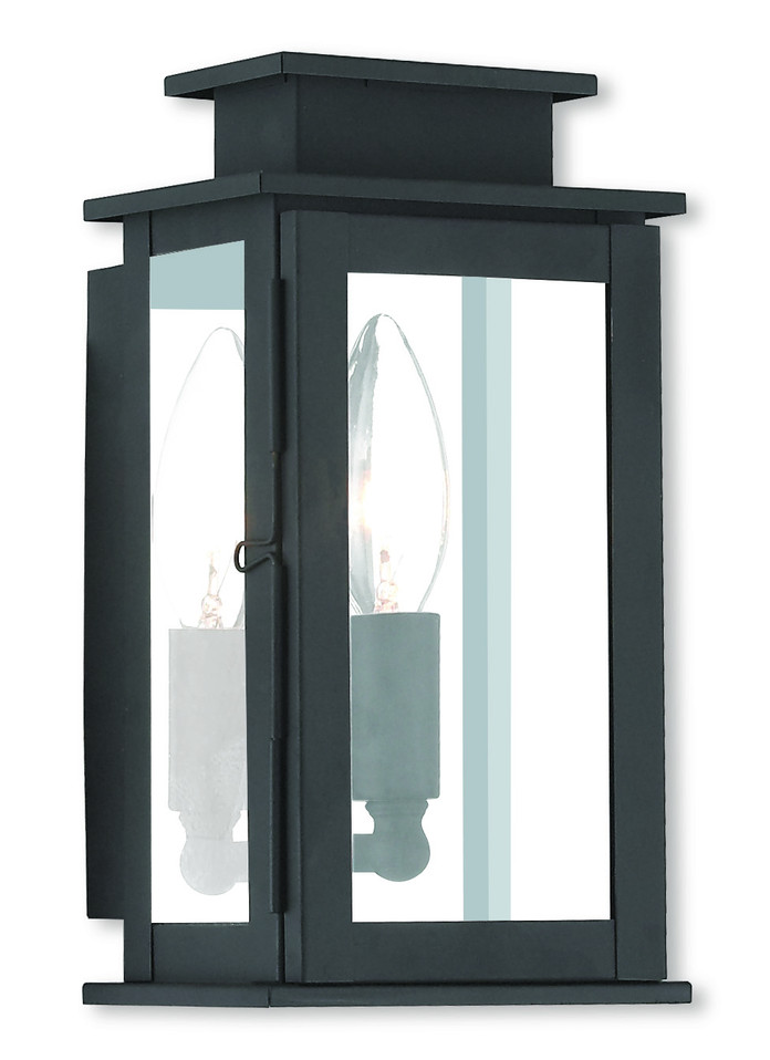 Livex Lighting - 20191-04 - One Light Outdoor Wall Lantern - Princeton - Black w/ Polished Chrome Stainless Steel