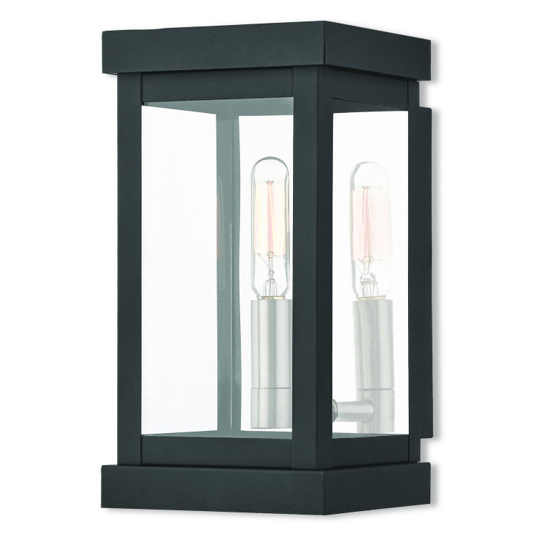 Livex Lighting - 20701-04 - One Light Outdoor Wall Lantern - Hopewell - Black w/ Brushed Nickel Cluster and Polished Chrome Stainless Steel