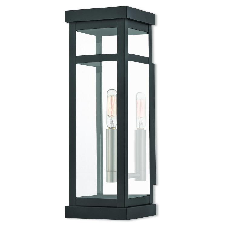 Livex Lighting - 20703-04 - One Light Outdoor Wall Lantern - Hopewell - Black w/ Brushed Nickel Cluster and Polished Chrome Stainless Steel